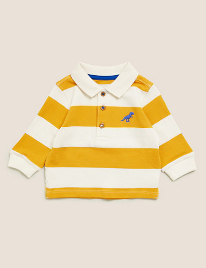 Pure Cotton Striped Polo T-Shirt (0-3 Yrs)