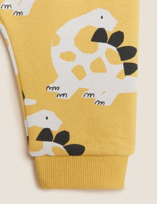 

M&S Collection Jogginghose mit hohem Baumwollanteil und Dinosauriermotiv (0-3 J.) - Dark Gold, Dark Gold