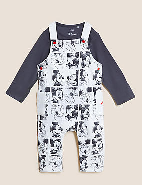 2-delige outfit met Mickey Mouse™-tuinbroek (0-3 jaar)