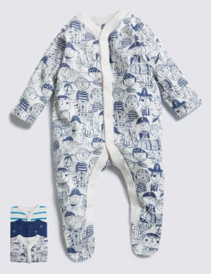 3 Pack Pirate Sleepsuits | M&S