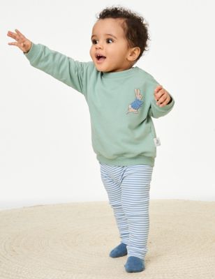 M&S Boys 2pc Cotton Rich Peter Rabbit Outfit (0-3 Yrs) - 3-6 M - Green Mix, Green Mix