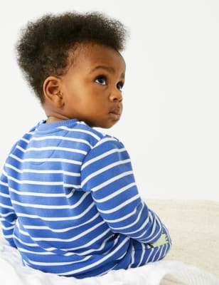 

M&S Collection Jersey de algodón de dinosaurio (0-3 años) - Blue, Blue