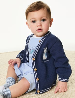 Pure Cotton Peter Rabbit™ Knitted Cardigan (0-3 Yrs) - RS