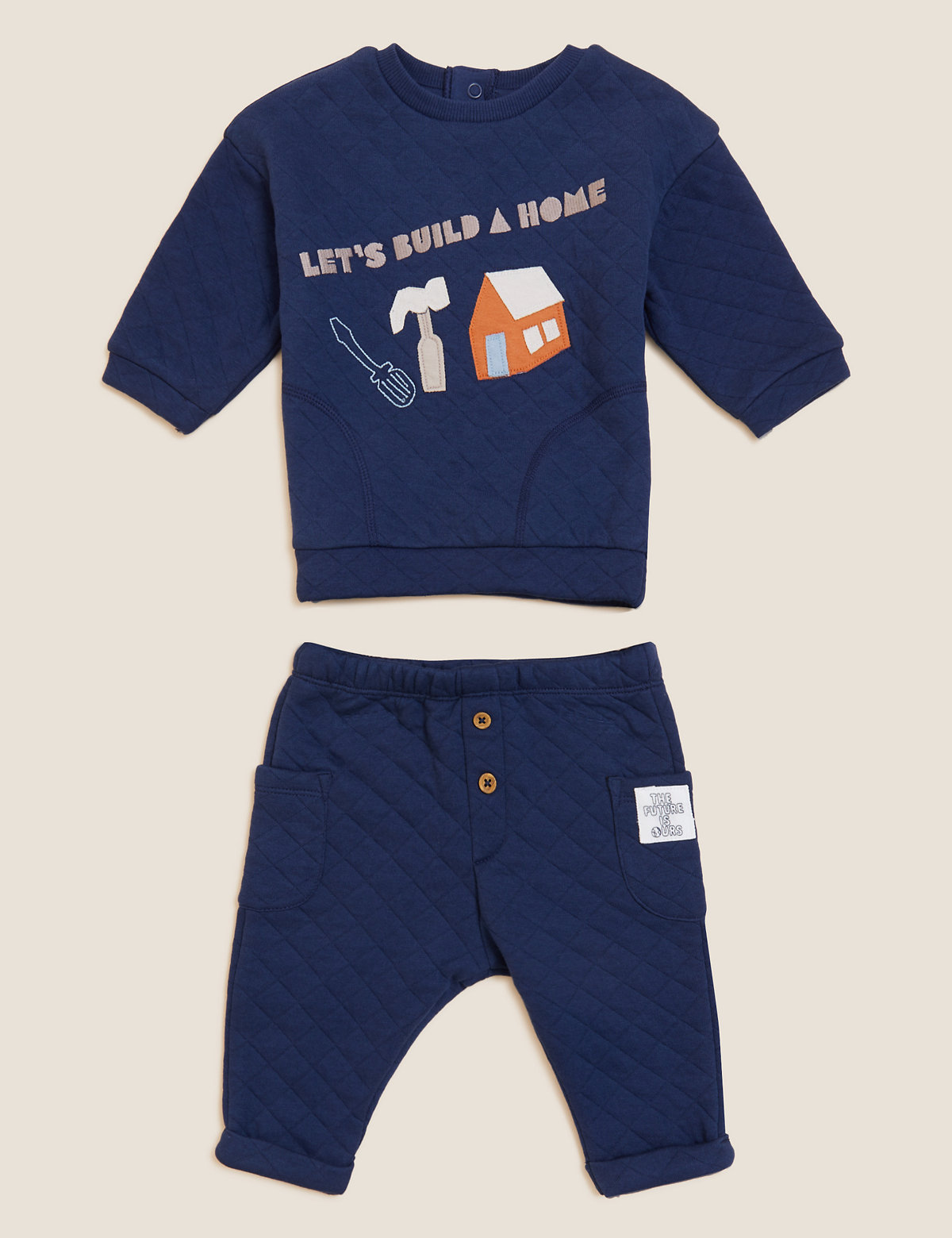 Cotton Rich Quilted Slogan Outfit (0-3 Yrs)