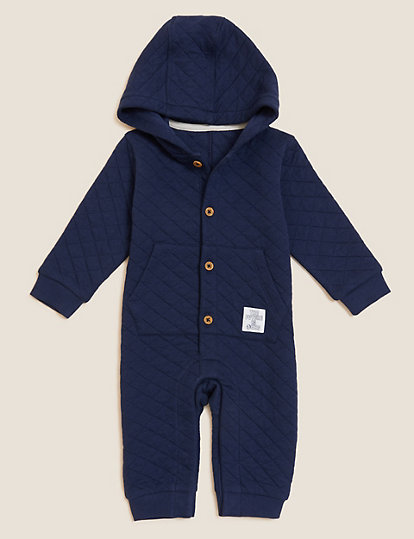 Cotton Rich Hooded Quilted All In One (0-3 Yrs)