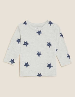 

Boys M&S Collection Pure Cotton Star Print Top (0 - 3 Yrs) - Grey, Grey