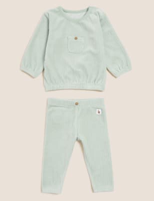 

M&S Collection 2-teiliges Outfit mit hohem Baumwollanteil (0-3 J.) - Soft Green, Soft Green