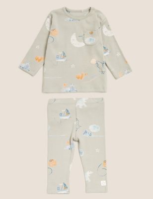 

Boys M&S Collection 2pc Cotton Rich Sky Print Outfit (0-3 Yrs) - Green Mix, Green Mix