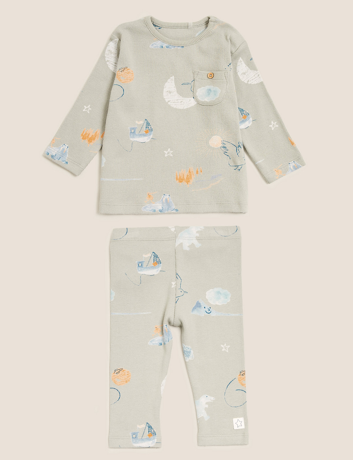 2pc Cotton Rich Sky Print Outfit (0-3 Yrs)