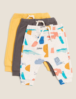 

Boys M&S Collection 3pk Cotton Rich Printed Joggers (0-3 Yrs) - Gold Mix, Gold Mix