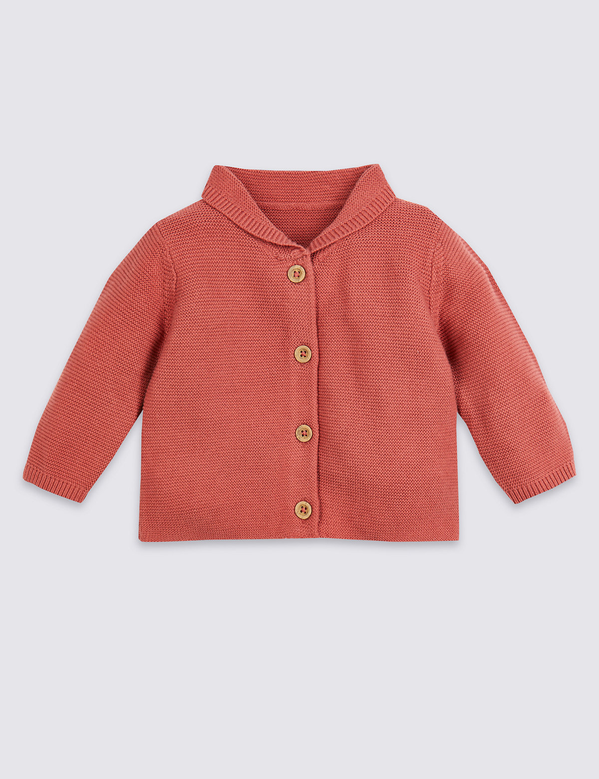 Pure Cotton Knitted Collared Cardigan (7lbs-3 Yrs)
