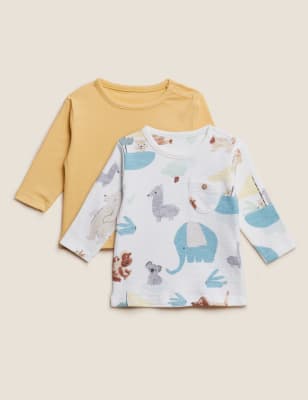 

Boys M&S Collection 2pk Pure Cotton Animal Print Tops (0-3 Yrs) - Marmalade, Marmalade