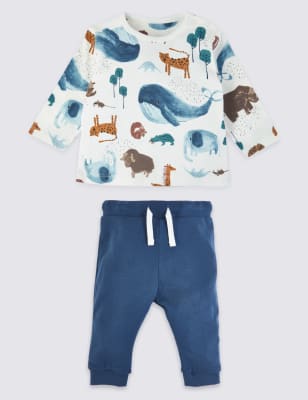 Ensemble 2&nbsp;pi&egrave;ces en jersey et coton avec top et bas