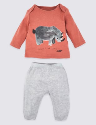 Ensemble 2&nbsp;pi&egrave;ces &agrave; motif rhinoc&eacute;ros