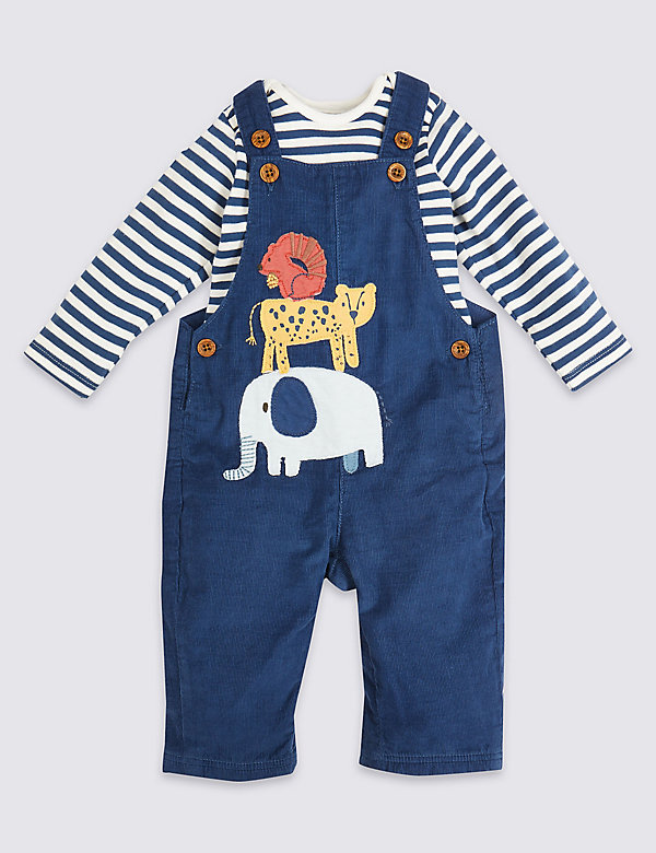 2pc Pure Cotton Dungarees Outfit (7lbs-36 Mths) - AT