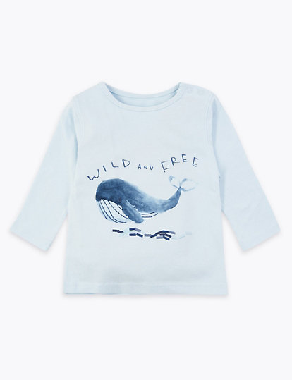 2 Pack Pure Cotton Whale Print Tops (7lbs-3 Yrs)