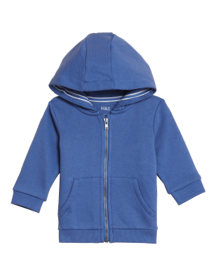 

Boys Cotton Rich Hoodie (0-3 Yrs) - Blue, Blue