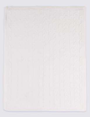 Couverture en maille torsad&eacute;e 100&nbsp;% coton avec doublure en polaire