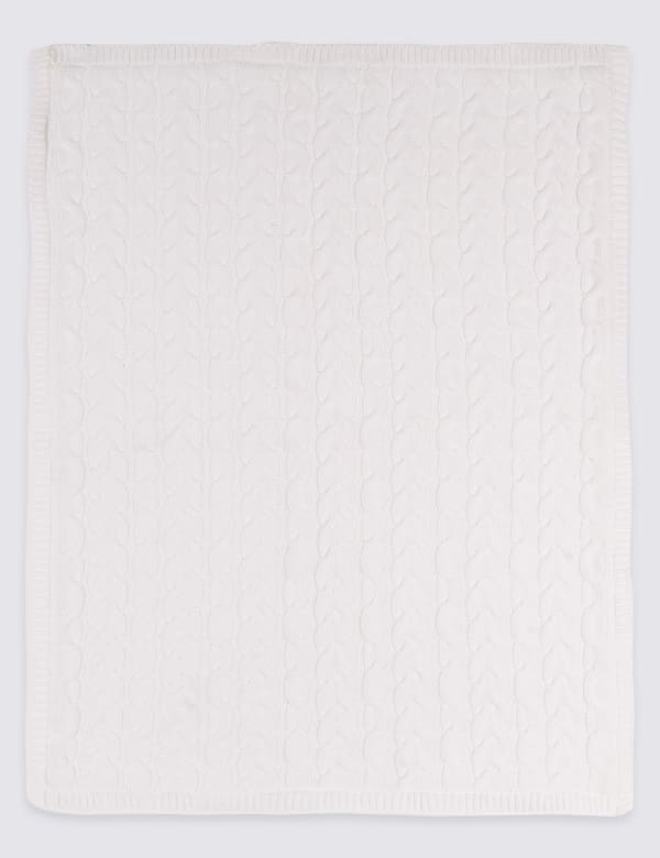 Pure Cotton Cable Knitted Fleece Shawl