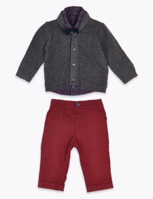 Ensemble 4&nbsp;pi&egrave;ces avec chemise &agrave; carreaux