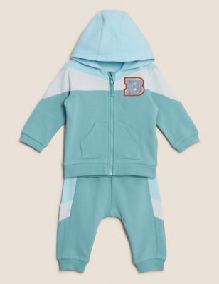 

Boys M&S Collection 2pc Cotton Rich Hooded Outfit (0-3 Yrs) - Mint Mix, Mint Mix