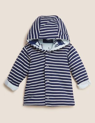 

Boys M&S Collection Pure Cotton Striped Hooded Coat (0-3 Yrs) - Teal Mix, Teal Mix