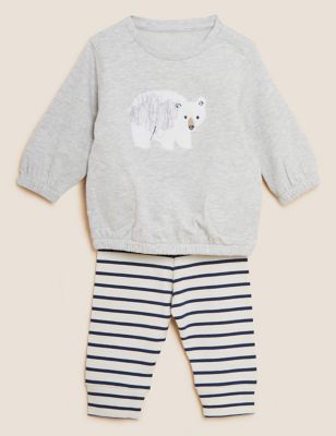 

Boys M&S Collection 2pc Cotton Rich Animal Outfit (0-3 Yrs) - Grey Marl, Grey Marl