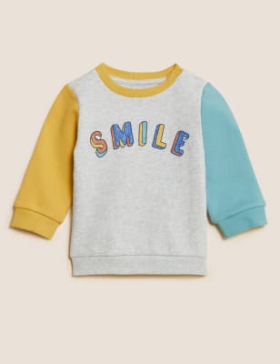 

Boys M&S Collection Cotton Rich Smile Slogan Sweatshirt (0 - 3 Yrs) - Grey Marl, Grey Marl