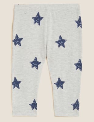 

M&S Collection Leggings de algodón con estampado de estrellas (0-3 años) - Grey, Grey