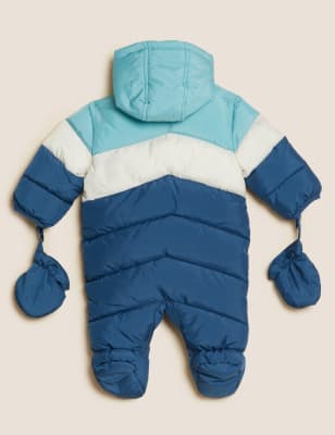 

Boys M&S Collection Hooded Colour Block Snowsuit (0-3 Yrs) - Navy Mix, Navy Mix