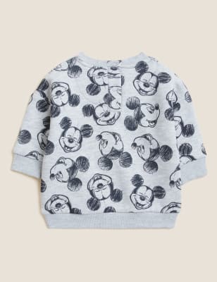 

M&S Collection Sudadera de algodón de Mickey Mouse™ (0-3 años) - Grey Marl, Grey Marl