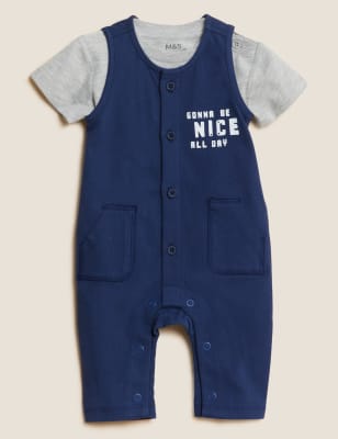 

Boys M&S Collection 2pc Cotton Rich Slogan Outfit (0-3 Yrs) - Navy, Navy