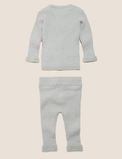 2 Piece Ribbed Knitted Outfit (0-3 Yrs)