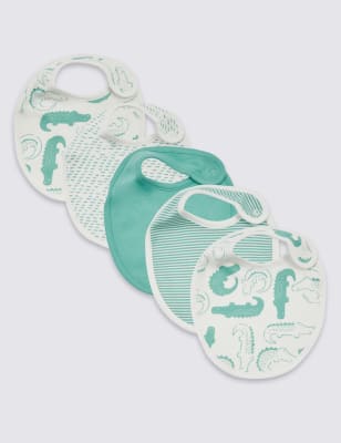 Lot de 5&nbsp;bavoirs en coton biologique &agrave; motif animal