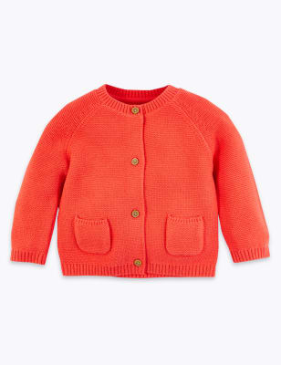 

Cárdigan 100% algodón de rayas (0-3 años) - Soft Cherry, Soft Cherry