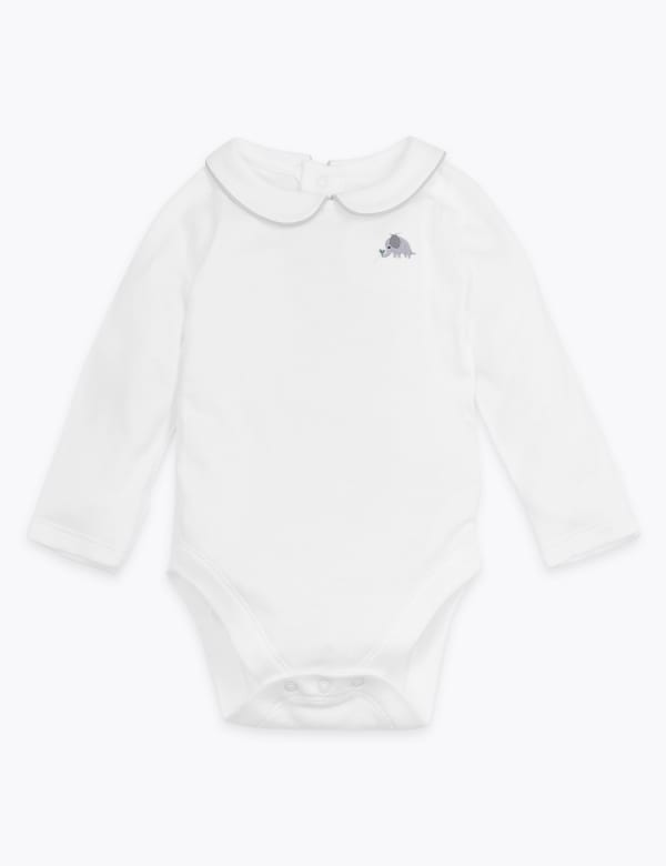 Organic Cotton Elephant Design Bodysuit (7lbs-12 Mths)