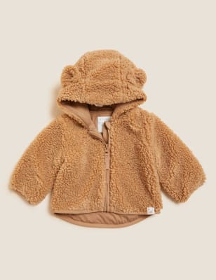 

M&S Collection Chaqueta polar de tejido de oso de peluche (0-3 años) - Brown Mix, Brown Mix