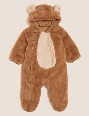 

Unisex,Boys,Girls M&S Collection Fleece Bear Pramsuit (7lbs - 12 Mths) - Brown Mix, Brown Mix