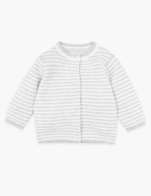 Organic Cotton Striped Cardigan (7lbs-12 Mths)