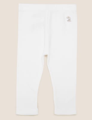 Leggings en coton biologique à motif rhinocéros (jusqu'au 12 mois) - Ivory