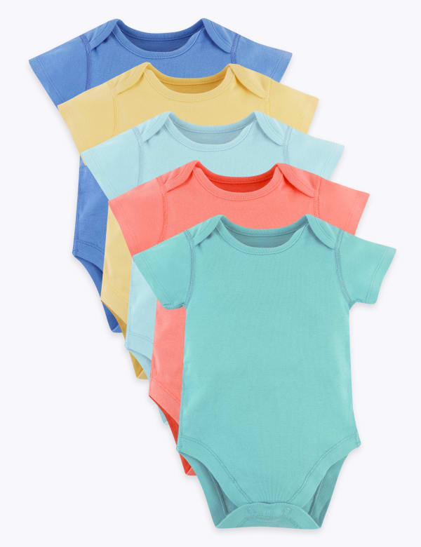 5 Pack Organic Cotton Ribbed Bodysuits (5lbs-36 Mths)