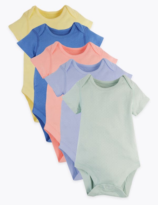 5 Pack Organic Cotton Bodysuits (6½lbs-3 Yrs)