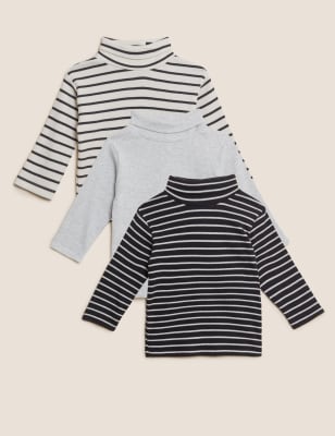 

M&S Collection 3er-Pack gestreifte Oberteile mit hohem Baumwollanteil (0-3 J.) - Cream Mix, Cream Mix