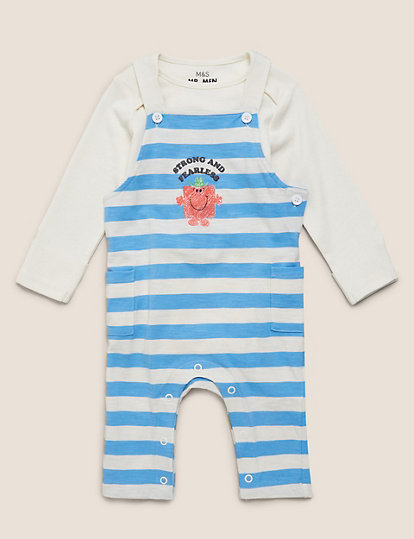 2pc Pure Cotton Mr Men™ Dungaree Outfit (7lbs-3 Yrs )