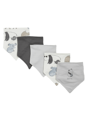 Lot de 5 bavoirs style bandana en coton biologique avec imprimé - Sand Mix