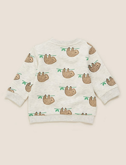 Cotton Sloth Print Sweatshirt (0-3 Yrs)