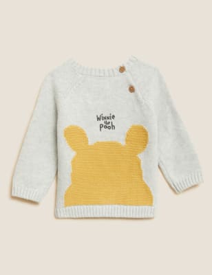 

Unisex,Boys,Girls M&S Collection Pure Cotton Winnie the Pooh™ Knitted Jumper (0-3 Yrs) - Grey Marl, Grey Marl