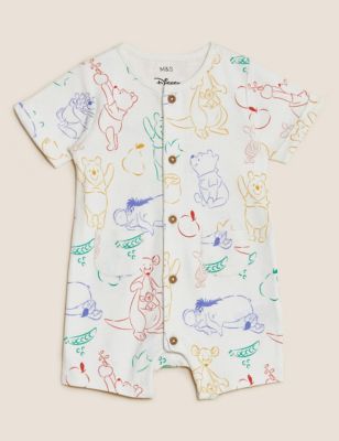 Boys M&S Collection 2pk Pure Cotton Winnie the Pooh™ Rompers (0-3 Yrs) - Yellow Mix
