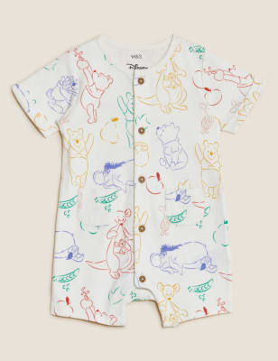 Boys M&S Collection 2pk Pure Cotton Winnie the Pooh™ Rompers (0-3 Yrs) - Yellow Mix