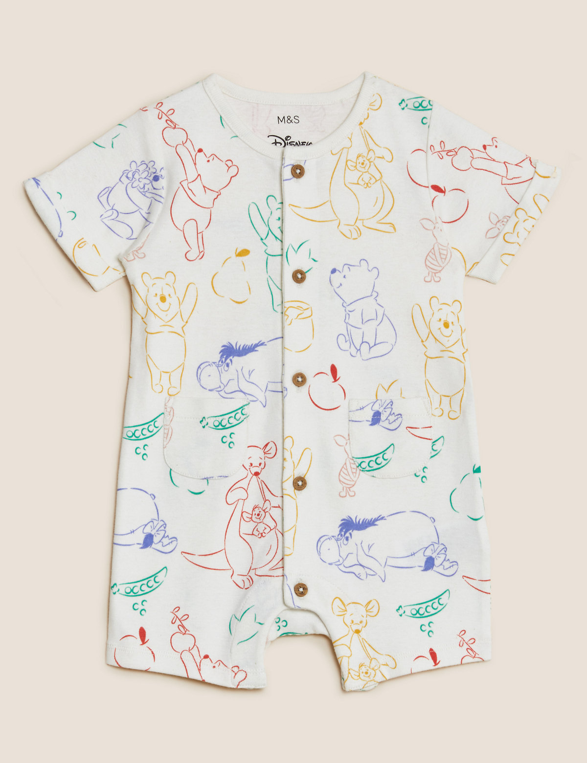 2pk Pure Cotton Winnie the Pooh™ Rompers (0-3 Yrs)